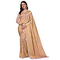 Jaanvi fashion Womens Banarasi Silk Sarees With Zari Jacquard Work Blouse Piece madhurampink