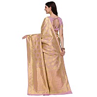 Jaanvi fashion Womens Banarasi Silk Sarees With Zari Jacquard Work Blouse Piece madhurampink