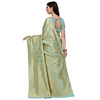 Jaanvi fashion Womens Banarasi Silk Sarees With Zari Jacquard Work Blouse Piece madhuramskyblue