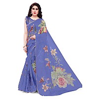 MIRCHI FASHION Womens Organza Floral Printed Saree with Blouse Piece (M23039-Violet)