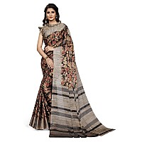 MIRCHI FASHION Womens Chiffon Leaf Printed Saree with Blouse Piece M28575Black Red Beige