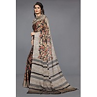 MIRCHI FASHION Womens Chiffon Leaf Printed Saree with Blouse Piece M28575Black Red Beige