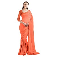 MIRCHI FASHION Womens Marble Chiffon Beads-Moti Work and Solid Lace Border Saree with Blouse Piece (M5766-Orange)