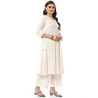 BIBA WOMEN PRINTED NARROW SALWAR KURTA DUPATTA(SKD8054_WHITE_38)