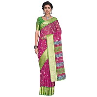 Glory Sarees Womens Organza Bandhani Saree With Blouse Piece (Organza101_Rani)