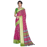 Glory Sarees Womens Organza Bandhani Saree With Blouse Piece (Organza101_Rani)