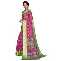 Glory Sarees Womens Organza Bandhani Saree With Blouse Piece (Organza101_Rani)