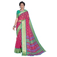 Glory Sarees Womens Organza Bandhani Saree With Blouse Piece (Organza101_Pink)