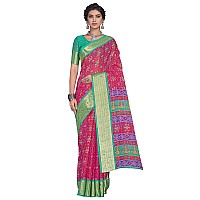 Glory Sarees Womens Organza Bandhani Saree With Blouse Piece (Organza101_Pink)