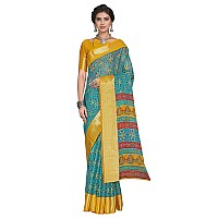 Glory Sarees Womens Organza Bandhani Saree With Blouse Piece (Organza101_Firozi)