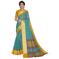 Glory Sarees Womens Organza Bandhani Saree With Blouse Piece (Organza101_Firozi)