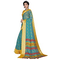 Glory Sarees Womens Organza Bandhani Saree With Blouse Piece (Organza101_Firozi)