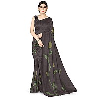 MIRCHI FASHION Womens Plain Weave Vichitra Silk Floral Printed Saree with Blouse Piece M12731Grey