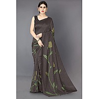 MIRCHI FASHION Womens Plain Weave Vichitra Silk Floral Printed Saree with Blouse Piece M12731Grey