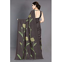 MIRCHI FASHION Womens Plain Weave Vichitra Silk Floral Printed Saree with Blouse Piece M12731Grey