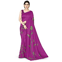 MIRCHI FASHION Womens Plain Weave Vichitra Silk Floral Printed Saree with Blouse Piece M33064Pink