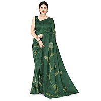 MIRCHI FASHION Womens Plain Weave Vichitra Silk Floral Printed Saree with Blouse Piece M12732Green