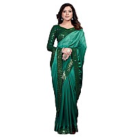 Pratham Blue Womens Silk Saree With Blouse Piece AM116Dark Green