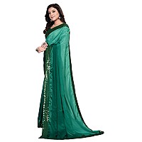 Pratham Blue Womens Silk Saree With Blouse Piece AM116Dark Green