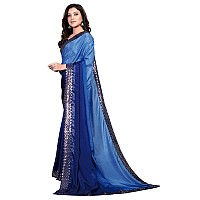 Pratham Blue Womens Silk Saree With Blouse Piece AM115Dark Blue