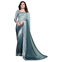 Pratham Blue Womens Silk Saree With Blouse Piece AM114Light Grey