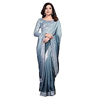 Pratham Blue Womens Silk Saree With Blouse Piece AM114Light Grey