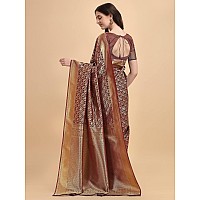 Jaanvi fashion Womens Banarsi Silk With Zari Jacquard Work Saree With Blouse Piece prashantidarkbrown