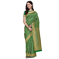 Jaanvi fashion Womens Banarasi Silk With Zari Jacquard Work Saree With Blouse Piece prashantidarkgreen