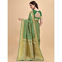 Jaanvi fashion Womens Banarasi Silk With Zari Jacquard Work Saree With Blouse Piece prashantidarkgreen