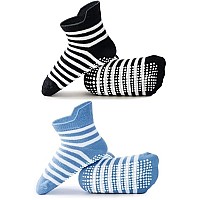 Momisy Baby Girl Boys Non Slip Socks Kids Toddlers Infant Cotton Stretch Antislip6 Pairs Dottedstriped 3 To 5 Years