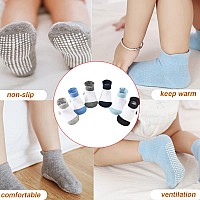 Momisy Baby Girl Boys Non Slip Socks Toddlers Infant Cotton Antislip 6 Pairs Dotted2Color 1 To 3 Years