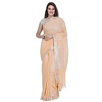 SheenKraft Womens Linen Blend Bhagalpuri Saree with Blouse Piece (Apricot)