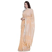 SheenKraft Womens Linen Blend Bhagalpuri Saree with Blouse Piece (Apricot)