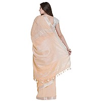 SheenKraft Womens Linen Blend Bhagalpuri Saree with Blouse Piece (Apricot)