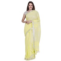 SheenKraft Womens Linen Blend Saree With Blouse Piece (SheenKraft_39_Green)