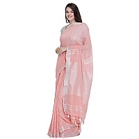 SheenKraft Womens Linen Blend Bhagalpuri Saree with Blouse Piece (Salmon Pink)