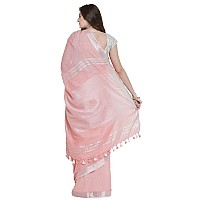 SheenKraft Womens Linen Blend Bhagalpuri Saree with Blouse Piece (Salmon Pink)