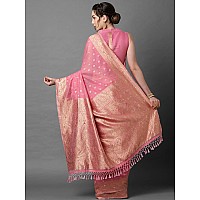 AKHILAM Womens Banarasi Silk Woven Design Saree with Unstitched Blouse PiecePink3VMIKA3001