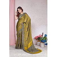 MIRCHI FASHION Womens Plain Weave Chiffon Leheriya Printed Saree with Blouse Piece 33533Mustard Beige