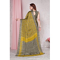 MIRCHI FASHION Womens Plain Weave Chiffon Leheriya Printed Saree with Blouse Piece 33533Mustard Beige