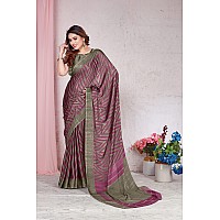 MIRCHI FASHION Womens Plain Weave Chiffon Leheriya Printed Saree with Blouse Piece 33534Pink Beige