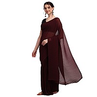 Womanista Womens Accordion Pleated Georgette Saree (WA_032_Maroon)