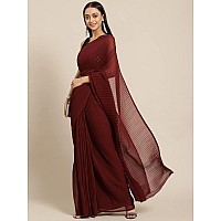 Womanista Womens Accordion Pleated Georgette Saree (WA_032_Maroon)