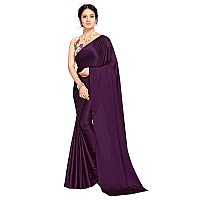 ANANT DESIGNER STUDIO Womens Soft Satin Silk Saree With Digital Printed Blouse Piece Unstitched (Purple)