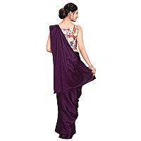 ANANT DESIGNER STUDIO Womens Soft Satin Silk Saree With Digital Printed Blouse Piece Unstitched (Purple)