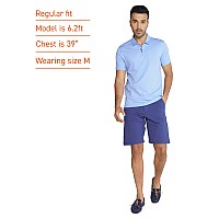 Damensch Mens Constant All Degree Regular Fit Zipup Polo Easy Blue Small