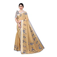 Yashika Womens Linen Prined Saree With Blouse PieceISHITA CHIKUFree Size