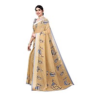 Yashika Womens Linen Prined Saree With Blouse PieceISHITA CHIKUFree Size