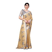 Yashika Womens Linen Prined Saree With Blouse PieceISHITA CHIKUFree Size