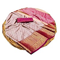 Indian Silk Palace Womens Banarasi Cotton Silk Saree With Blouse Piece (ISP-V1-Pink Gold_Pink )